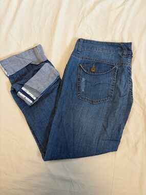 Element Women's Blue Ankle Crop Jeans with Cuffed Hem